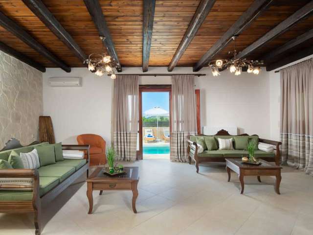 interior photography with pool view from living room